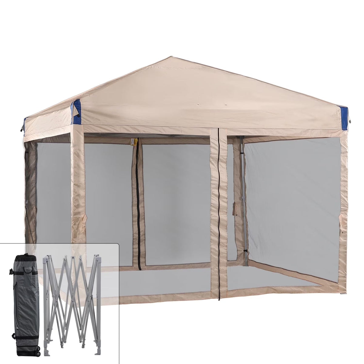 Aoodor Pop Up Canopy 12'x12' With Removable Mesh Sidewalls - Black