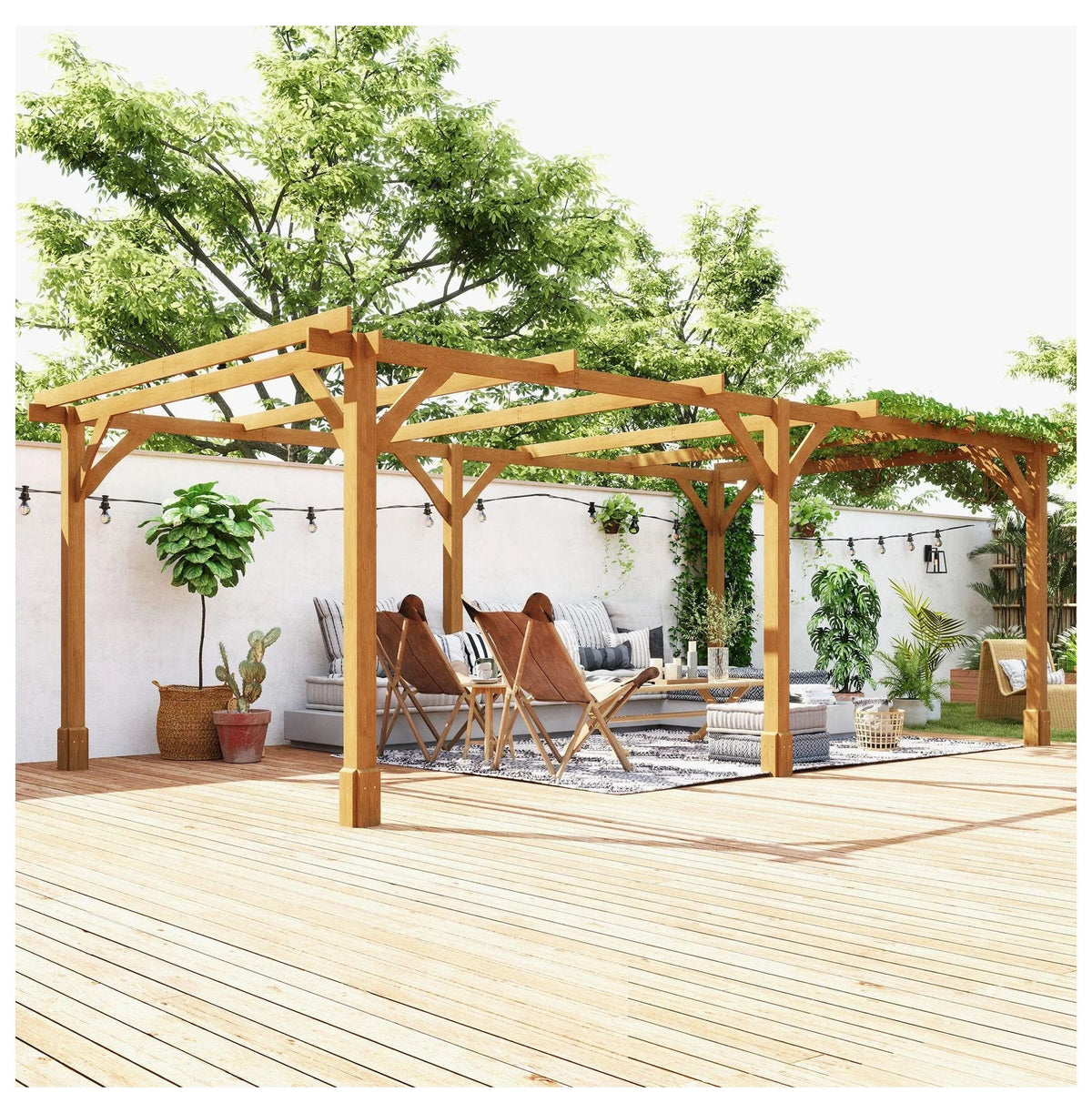 Wood Pergola 20 x 10 ft Dark Brown
