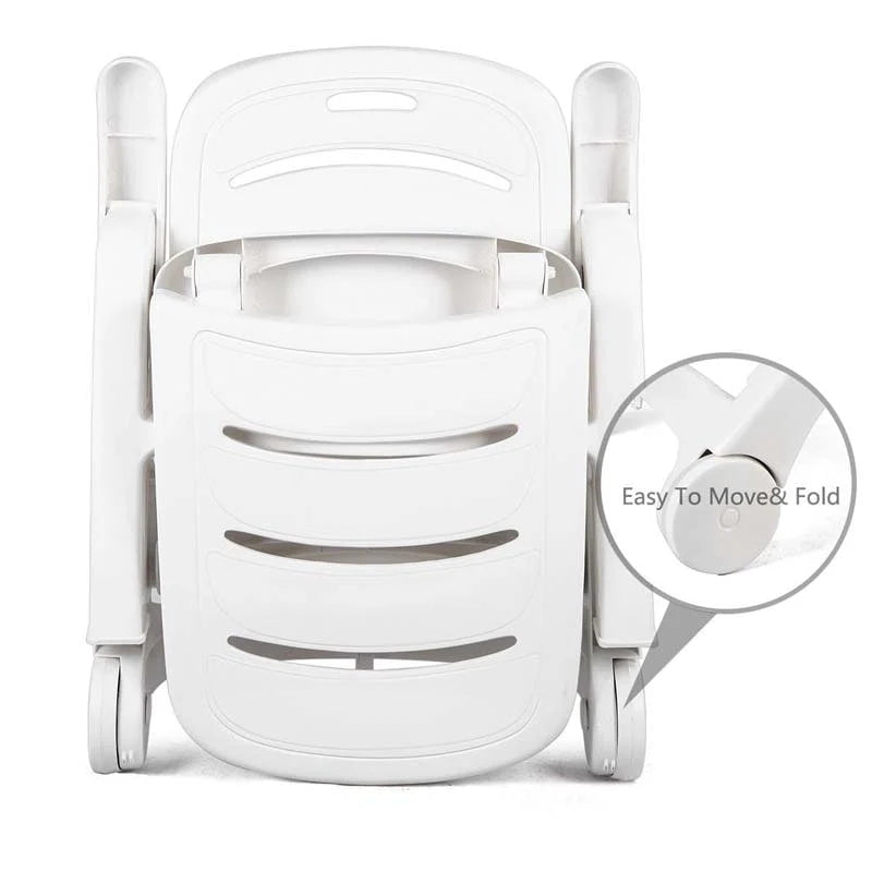 Rolling Folding Plastic Pool Lounge Chair With Armrests, 5 Position - Patio Deck Beach Chair