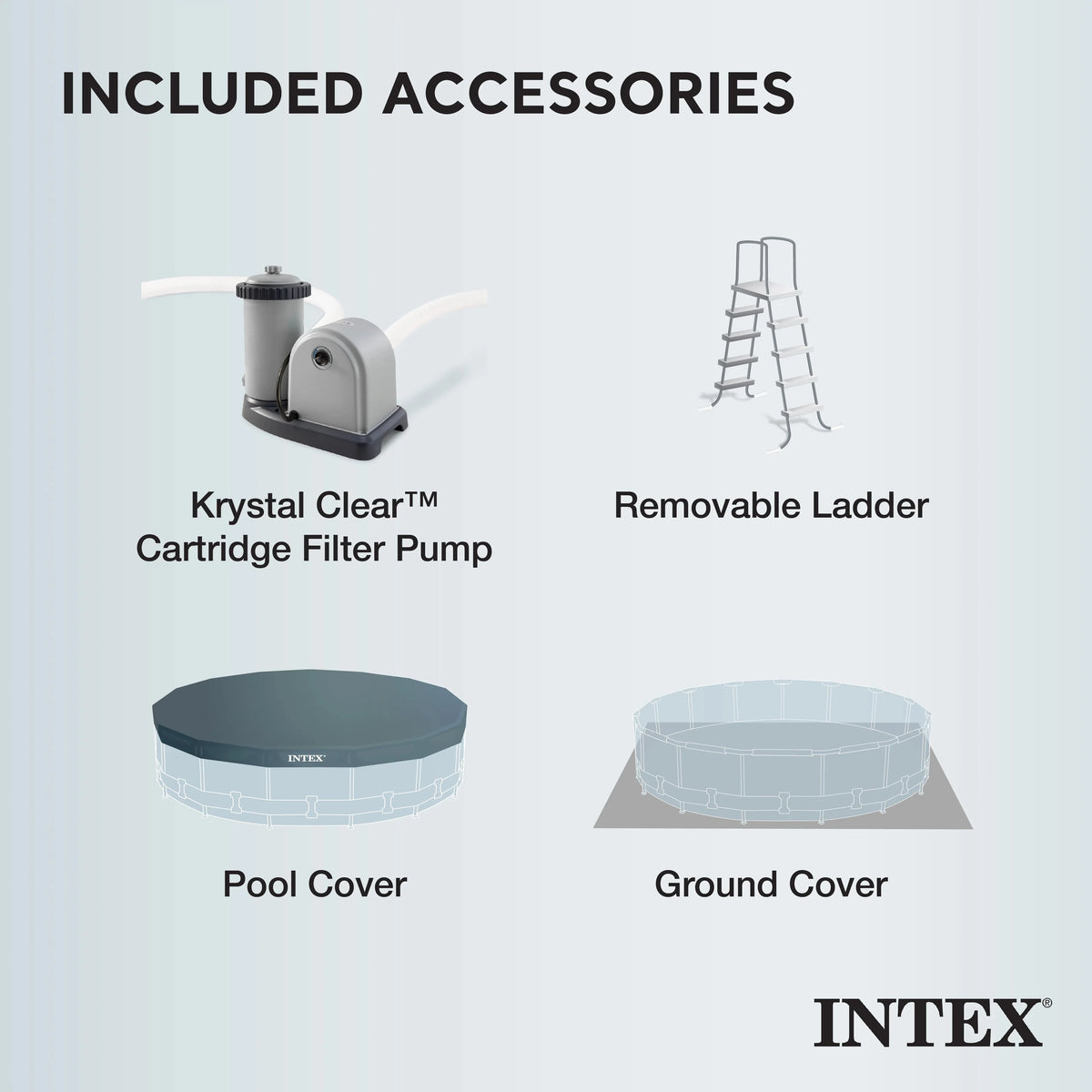 Intex Prism Frame Above Ground Swimming Pool 14ft x 42in With Pump - 26719EH