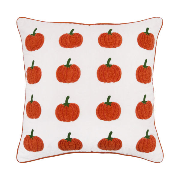 Lux Pumpkin Tufted Piped Halloween Harvest Throw Pillow 18" x 18"