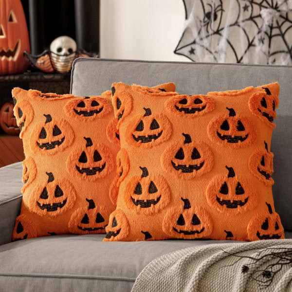 Halloween Fall Pumpkin Throw Pillow Covers 20x20 Orange-Black