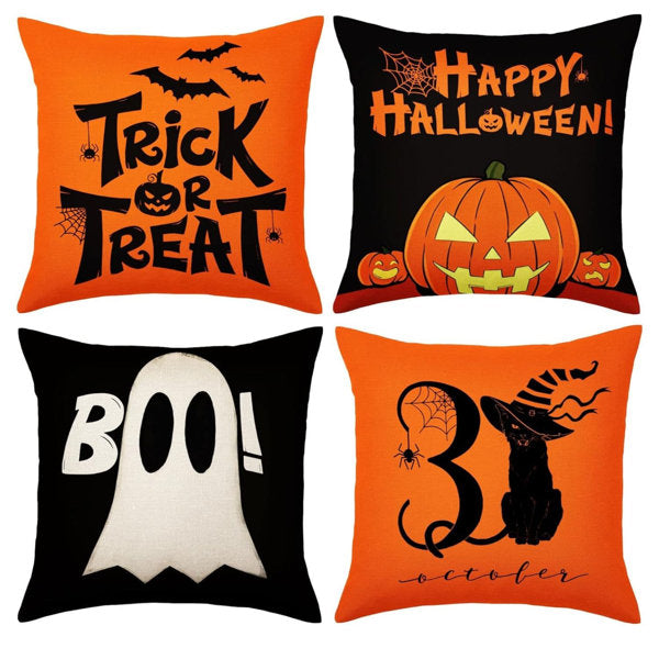 Halloween Set of 4 Trick or Treat Pillow Covers