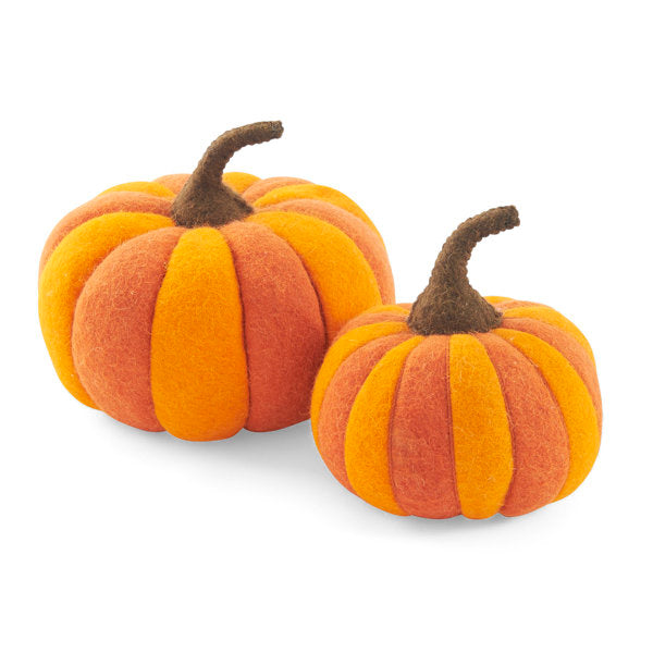 Orange Pumpkin Pair in Hand Felted Wool - Medium
