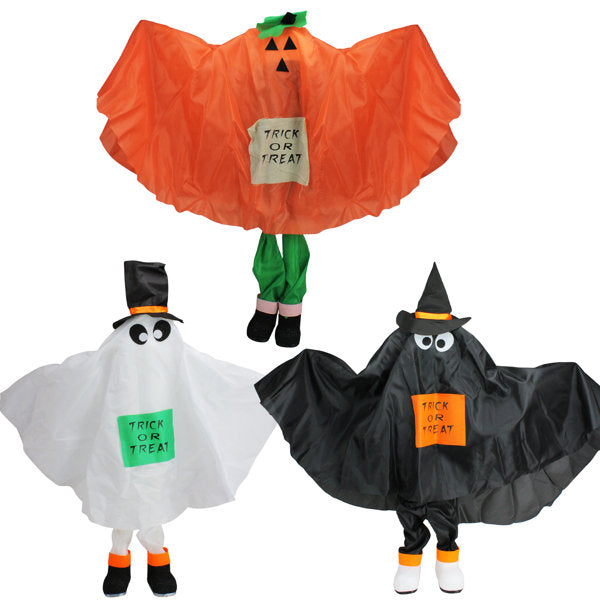 Set of 3 Ghost Pumpkin and Bat Standing Halloween Kid Figures 36"