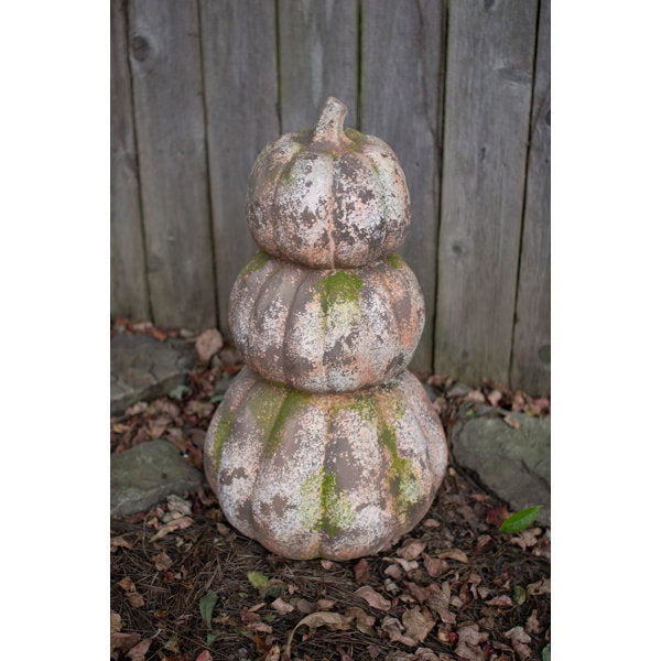 Kalalou Faux Concrete Pumpkin Stack – Three Decorative Pumpkins 25" H