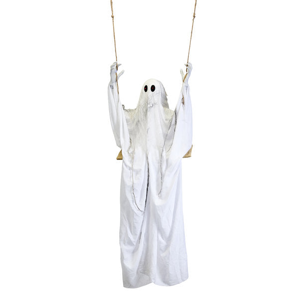72" Lifesize Hanging Halloween Animated Shaking Ghost on Swing