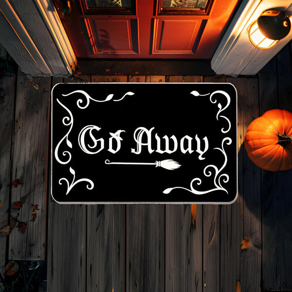 Halloween Door Mat Rug Go Away Decorative Glow In The Dark Doormats Luminous Entrance Rugs Floor Front Mats For Luminous Farmhouse Home Kitchen Decor 17 X 27 Inch