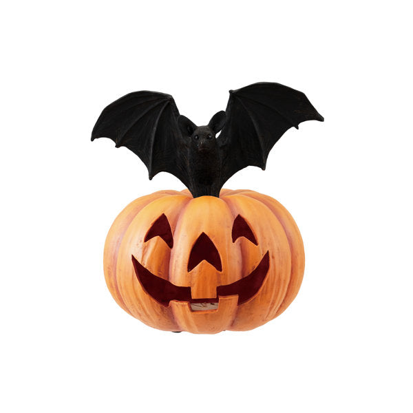 Vintage Resin Jack-O’-Lantern with Bat LED