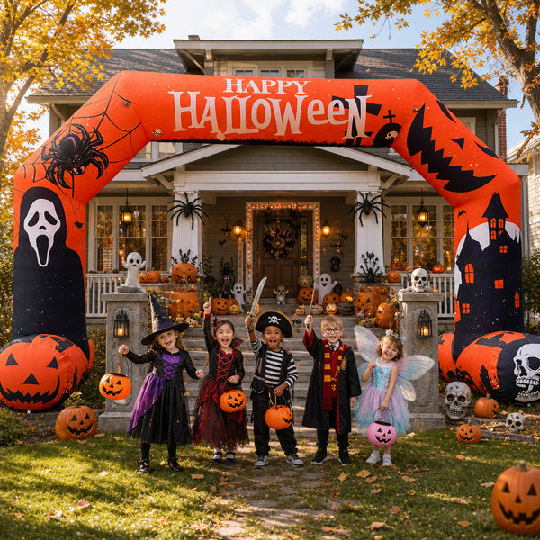 20Ft Halloween Inflatable Arch Decoration Outdoor Inflatable Archway Blow up Inflatable Decorations for Halloween Party Advertising Commerce Community Event