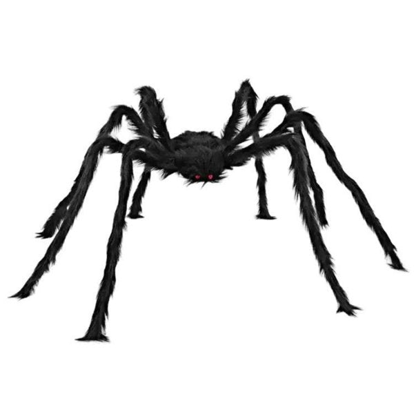 59.06 Inch Realistic Black Plush Giant Spider Halloween Decor Prop With Bendable Wire Legs Creepy Red Eyes Spooky Party Prank Toy For Yard House Indoor Outdoor Holiday Carnival Decoration