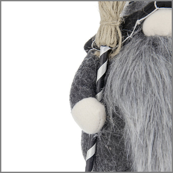 Set of 2, 6.3x4.3x25" Fabric Sitting Black Gnome With Broomstick & Soft Legs, for Halloween Decor