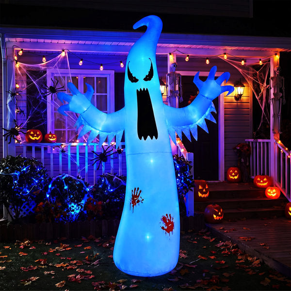 8 Ft Lighted Inflatable Halloween Ghost Outdoor Decoration with Color Changing LEDs and Ground Stakes