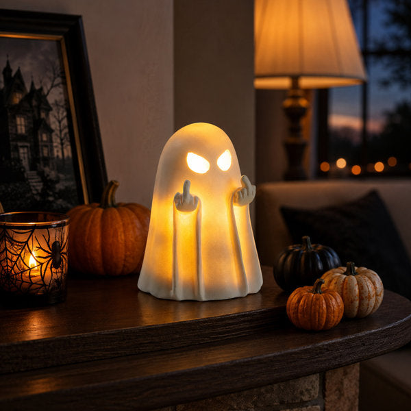 Cute Halloween Ghost Figurine Resin Statue for Indoor and Porch Decor