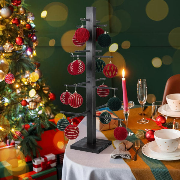 32 Inch Black Halloween Christmas Ornament Display Tree Centerpieces for Tables Ornament Tree Stand Holder Tabletop Artificial Tree for Wedding Anniversary Birthday Farmhouse Party Home Decor