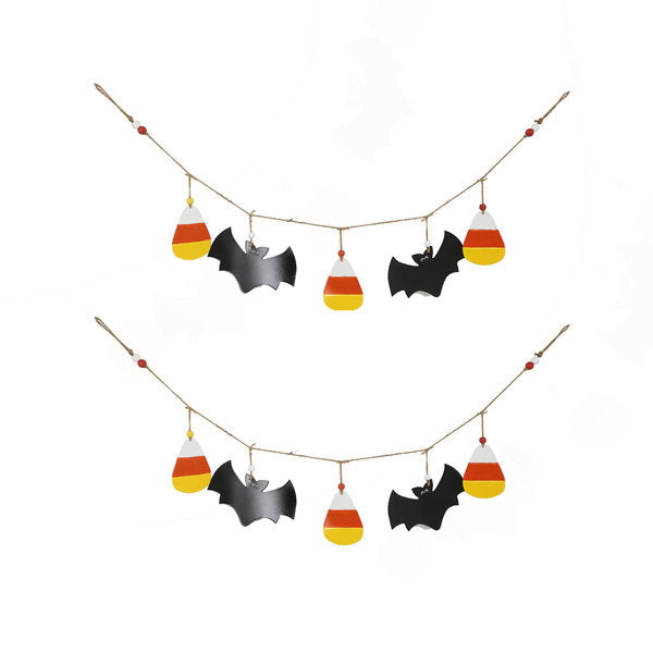 Set of 2 Halloween Garland 47.5x7 Inch Bat Cutout Wall Decor