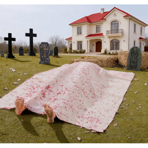 5Ft Halloween Scary Corpse Inflatable、Haunted House Inflatable Prop、Outdoor Body Covered Inflatable、Crime Scene Party Decor